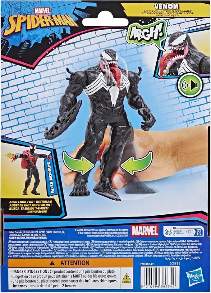 SPIDER-MAN Marvel Venom Action FX, 6-Inch (15.2 CM) Electronic Action Figure with Sound Effects, Super Hero Toys for Kids, Ages 4+