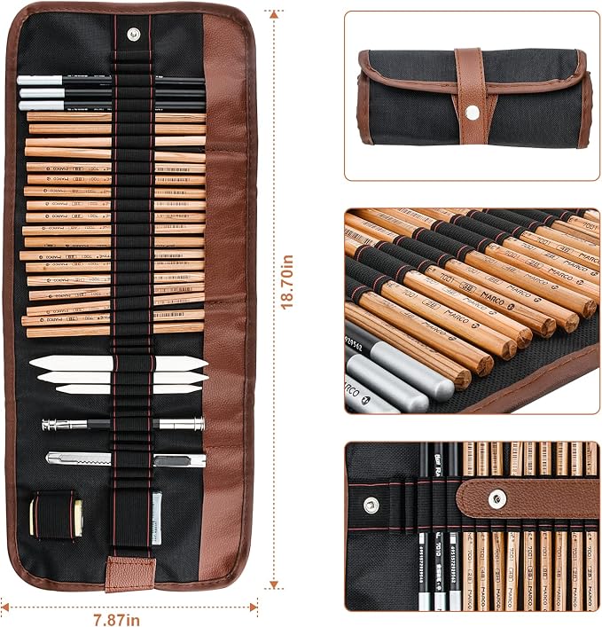 YunQiDeer Drawing Pencils, Art Supplies Sketch Pencils Kit for Kids Adults, Professional Charcoal Sketching Graphite Art Pencils Set