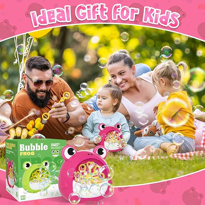 Frog Bubble Machine Toys for Kids 3-8 Years Old: Bubble Blower Maker with 2 Solutions, Outdoor Party Toy, Birthday Gift for 3 4 5 6 7 8 Year Old Girls Boys, Red