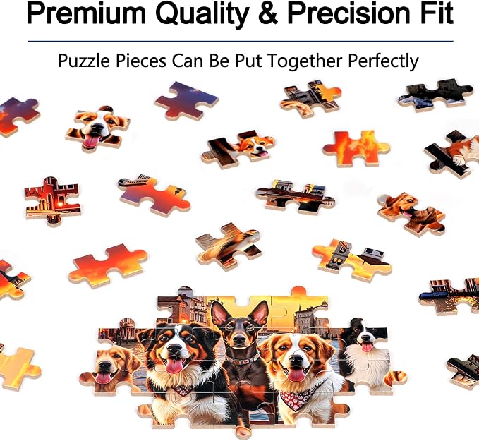 MZZOTOY Sunset Dogs Puzzle for Kids Ages 4-8, 100 Pieces Jigsaw Puzzles for Kids Ages 3-5， Learning Educational Puzzles Toys Great Gift for Boys Girls in a Metal Box