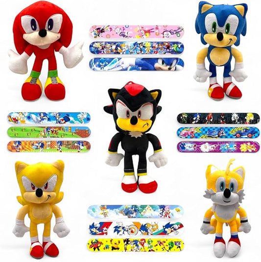Set of 5 Plush Toys with Slap Bracelets | Ultra-Soft, Durable, and Lovable Characters for Kids | Ideal for Snuggling, Play, and Room Decor