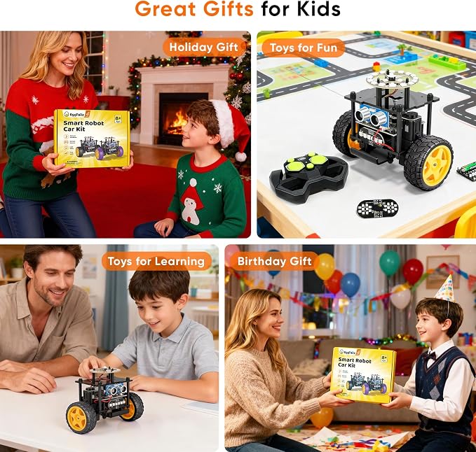 Smart Robot Car Kit Toys for Kids Ages 8-12 12-16, Remote Control Building Robotics Kit, STEM Educational Science Kit Gifts for Teen Boys Girls 8-13 14 15 16 Year Old