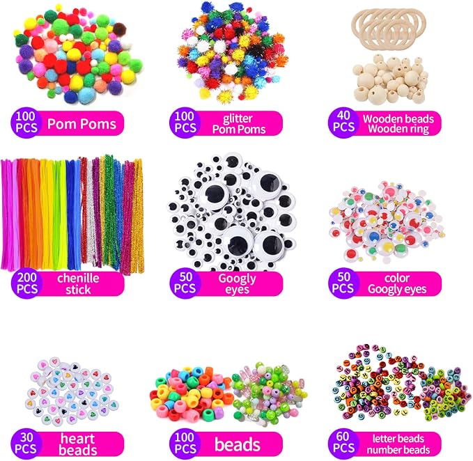 Itopstar 3000+ pcs Arts and Crafts Supplies for Kids | Craft Kit Box for Kids Age 4-5, 4-8, 6-8, 8-12 | Craft Supplies & Materials Crafts Set Toys Art Box Gifts