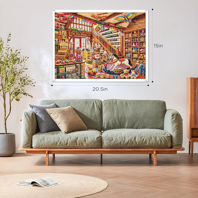 300 Pieces Jigsaw Puzzle for Adults, Childhood Toy Store Jigsaw Puzzle, Vintage Toy Shop Artwork, Colorful Family Puzzle, Brain Teaser Game, Premium Cardboard Puzzle, Home Decor
