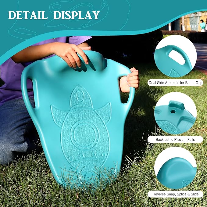 Large Scooter Board for Kids, Plastic Floor Scooter Board with Handles and Buckle, Gym Scooters for Indoor Outdoor Sports,Sensory Training