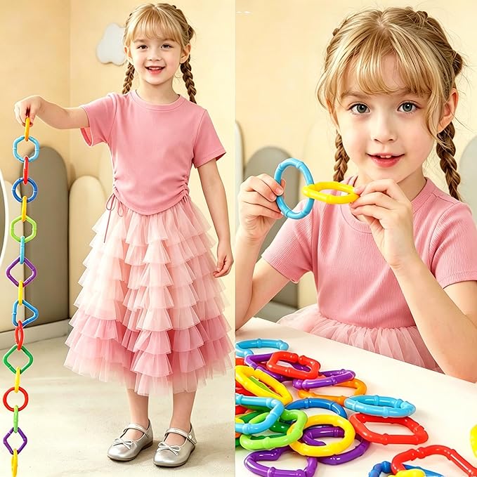 50PCS Baby Rings Toy Links Plastic Babies Teething Ring Attach Baby Toys to Strollers or Carrier Seat or Baby Bouncers for Infants