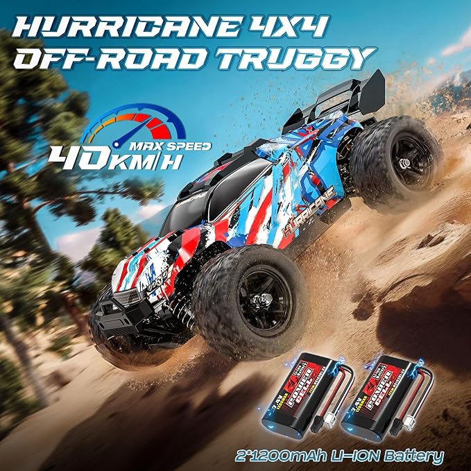 YESHIN 1:18 RC Cars 40km/h Speed 4X4 Off Road Remote Control Car, Waterproof Electric Powered All Terrain Toys Vehicles with 2 Rechargeable Batteries 2 Shells, Xmas Gifts for Kid and Adults