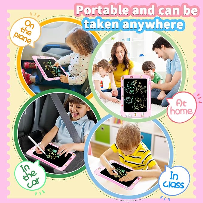[2 Pack] Genialba LCD Writing Tablet for Kids, Colorful Screen Drawing Board for 3-7 Year Old Boys & Girls - Educational Toys for Birthday & Christmas (Unicorn&Rabbit)
