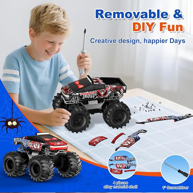 TOZDTO Remote Control Car, 1:18 Waterproof Monster Truck Toys RC Cars, 2.4GHz RC Trucks 4WD All Terrain Off-Road Pickup, Kids Christmas Birthday Presents for Boy Girl Toys Age 6 7 8 9 10 11 12