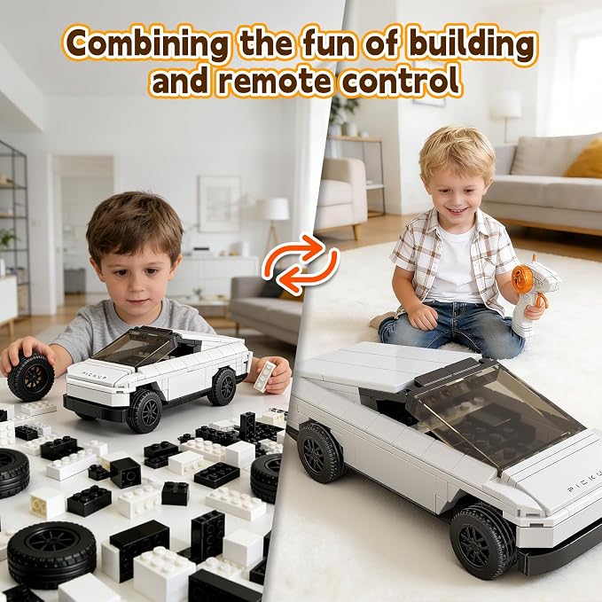 STEM Building Toys for 6 7 8 9 Years Old, 242PCS Remote Control RC Cybertruck Engineering Construction Kit, Educational Learning Blocks Set, Christmas Birthday Gift for Boys Girls Ages 8-12
