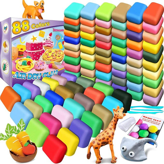 Air Dry Clay 88 Colors, Modeling Clay for Kids, DIY Molding Magic Clay, Gift for Kids