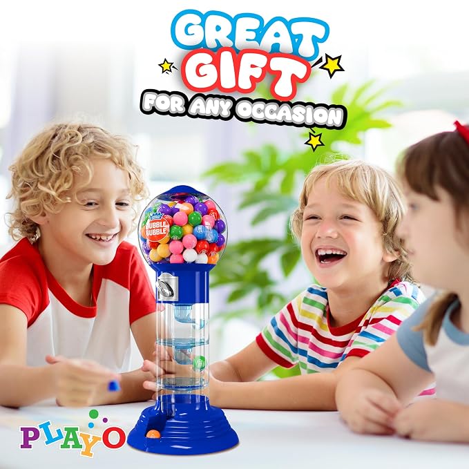Playo 10.5" Gumball Machine for Kids, Spiral Style Candy Dispenser for Gifts, Parties or Events - Bubblegum Machine w/Gumb Balls Included