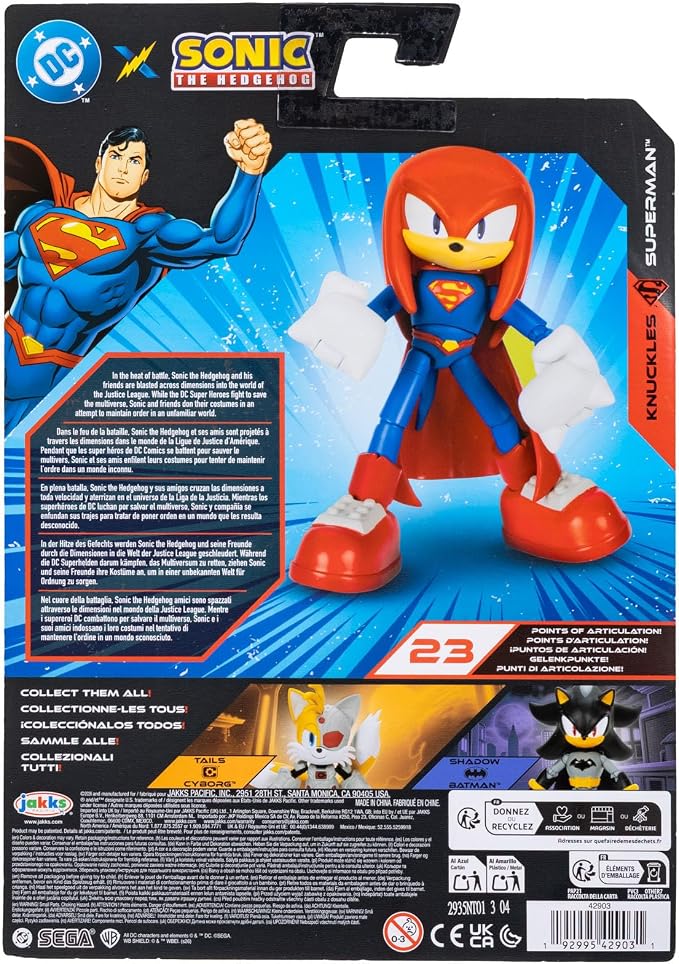DC X Sonic Collectable Action Figures Shadow as Batman, Tails as Cyborg, Knuckles as Superman Featuring Highly Articulation Figures with Dynamic Posing
