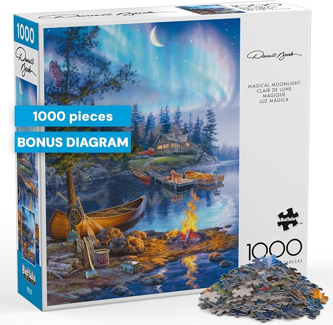 Buffalo Games – Darrell Bush - Magical Moonlight - 1000 Piece Jigsaw Puzzle Colorful Puzzle for Adults – Precision-Cut Pieces, Beautiful Artwork, and Hours of Relaxing Fun