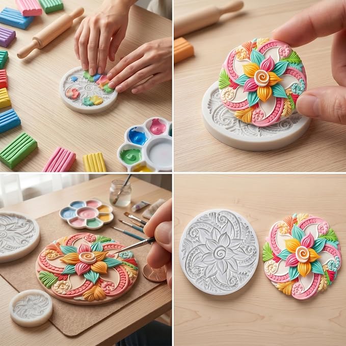 Baroque Silicone Molds Baroque Polymer Clay Mold for DIY Crafts Epoxy Resin Casting Air Dry Polymer Clay Plaster Jewelry Making