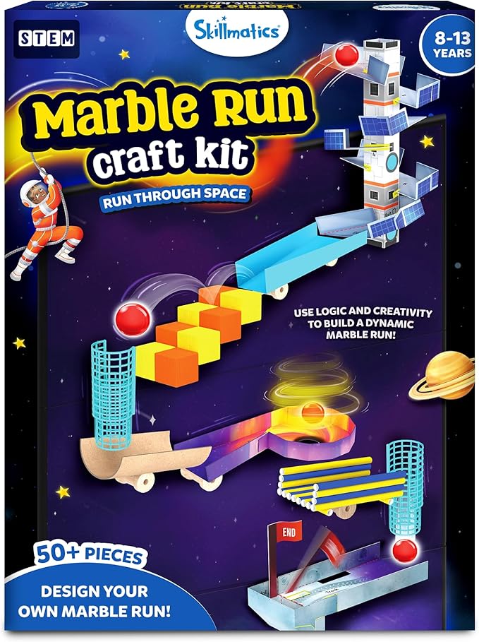 Skillmatics Marble Run STEM Building & Construction Kit – 225+ Pieces, DIY Science, Art & Craft Activity, Build Space Tracks, Educational Toys Gifts for Kids Ages 8, 9, 10, 11, 12 & 13