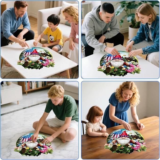 MEATRN Puzzles for Adults - Gnome, Eagle, Flag & Floral Design Inside Crystal Ball, Fun Educational Wooden Jigsaw Puzzle, Premium Collectible Art Gift for Students, 495 Pcs, 16.7x16.9 in