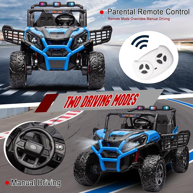4WD UTV 24V Ride On Toys for Big Kids Ride On 2 Seater Ride On Toys Kids | 2 Seater Ride On Car for Kids Side-by-Side UTV Electric Cars for Kids Electric Ride Car Ride On Toys for Kids 4-8