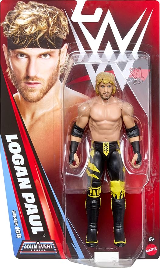 Mattel WWE Logan Paul Action Figure, Main Event Series #164, 6-inch Collectible Superstar with 14 Articulation Points & Life-Like Look
