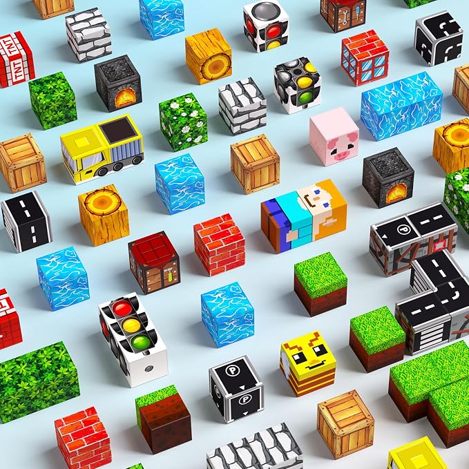 100PCS Magnetic Blocks, 0.8 inch Magnetic Building Cube Set for Kids Ages 3+, Constructions STEM Stacking Tiles Toy Building Birthday Gifts for Boys Girls