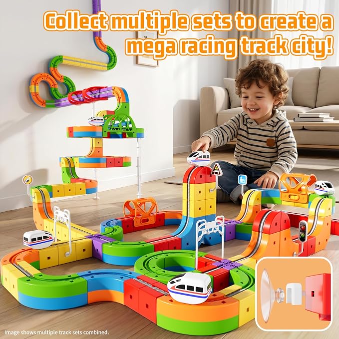 KlickRail Electric Train Set Flexible Race Track for Kids 4 6 7 8 (Ultimate Set(152 Piece))