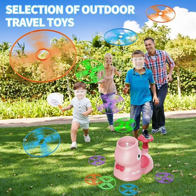 CPSYUB Outdoor Stomp Flying Disc Launcher Toys for Kids Ages 3 4 5 6 7 8 9 10, Elephant Butterfly Catching Game, Outside Yard Activities Chasing Toy, Outdoor Birthday for 3-8 Year Old Boys Girls