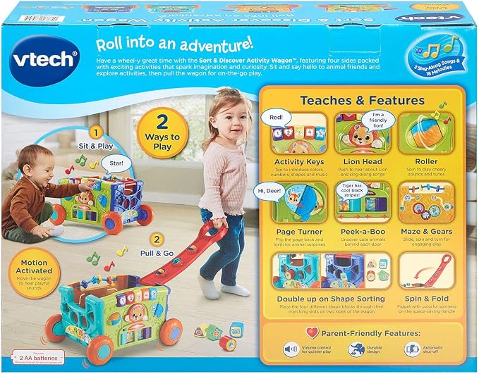 VTech Sort and Discover Activity Wagon for Toddlers, Red