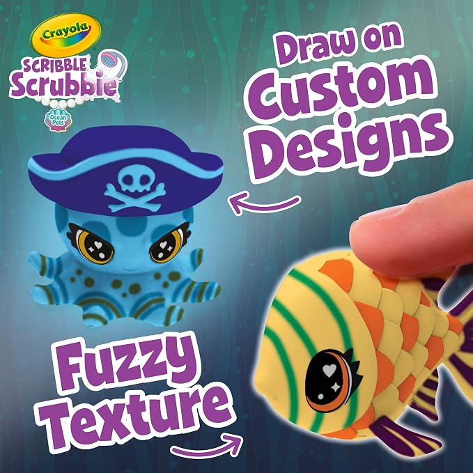 Crayola Scribble Scrubbie Pets Glow Ocean Playset, Toys for Boys & Girls, Gifts for Kids, Ages 3, 4, 5, 6