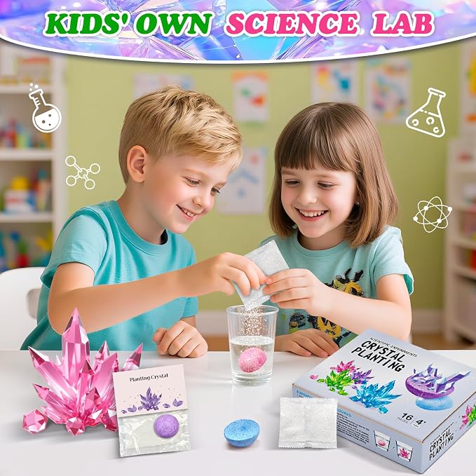 16Pcs Science Kit Crystal Growing Party Favor Supply Gifts for Kids Classroom Goodiebags Christmas Valentine's Day Gifts (16Pcs, One Size)