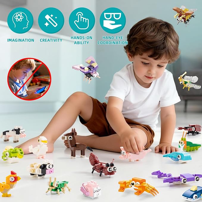 30 Packs Party Favors for Kids - 919 PCS Animal Building Blocks Toy Mini Sets Party Favors, Goodie Bags Stuffers Classroom Prizes Return Gifts Easter Bulk Gifts Boys Girls Student Ages 6+