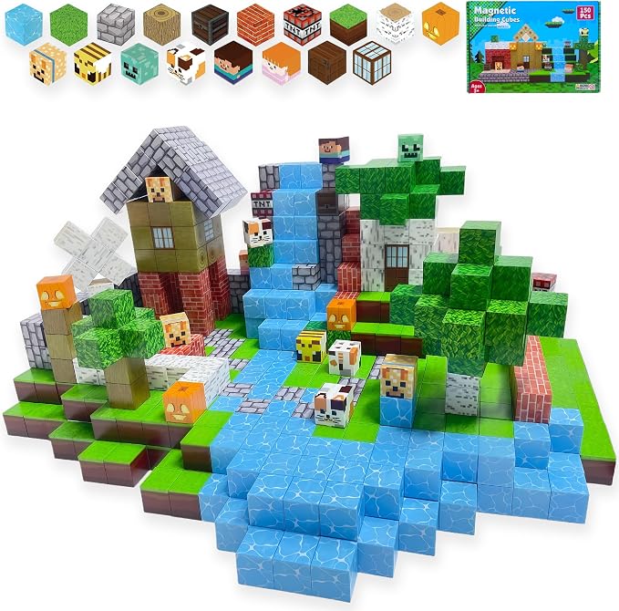 APUNOL 150 PCS Magnetic Blocks for Kids – STEM Magnetic Building Blocks Set, Magnetic Blocks for Boys & Girls Ages 3‑12, Creative Construction Toy Christmas & Birthday Gift