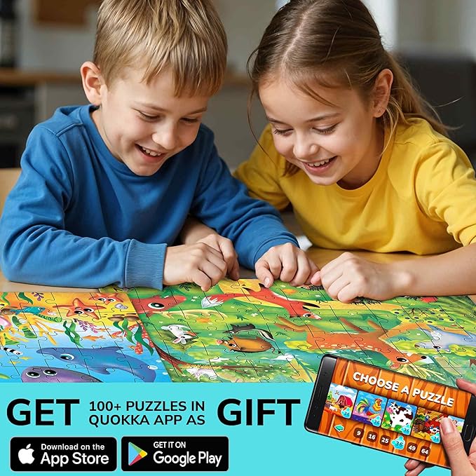 QUOKKA Puzzles for Kids Ages 4-6 - Set of 4 x 60 Pieces Jigsaw Preschool Puzzles for Toddlers 3-5 - Animals and Ocean Toys for Children Ages 6-8 - Gift for Kindergarten Boys and Girls 7-10 Year Old