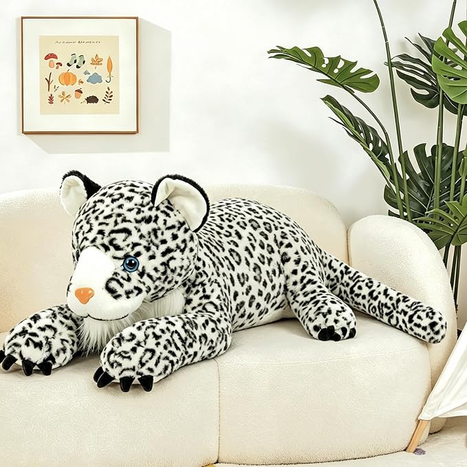 MaoGoLan 47” Snow Leopard Stuffed Animal for Kids Girls - Giant Stuffed Leopard Cheetah Plush Toy Big Large Tiger Safari Stuffy, Mothers Day Valentines Birthday Gifts Baby Shower Party Decor