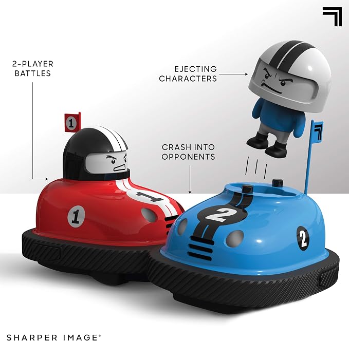 Sharper Image Road Rage Remote Control Cars, Mini RC Speed Ejector Bumper Cars, 2 Player Head to Head Battle Game with Ejecting Drivers, Sounds & Lights, Fun Indoor Kids Toys for Ages 6 and Up