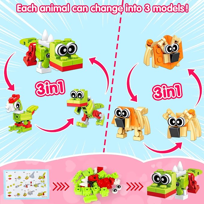 30PCS Mini Animal Building Blocks Party Favors for Kids 4-8 8-12 Goodie Treat Bag Stuffers Classroom Treasure Box Toys Carnival Prizes Bulk Pinata Fillers Birthday Trinket Back to School Student Gifts
