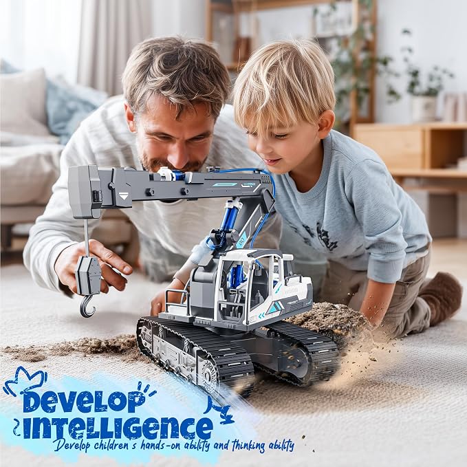 SMILESSKIDDO Crane Truck Toy - 134 PCS Hydraulic Science Kits for Kids Age 8-12, Teenage Engineering Kit Construction Vehicle STEM Toys for Ages 8+