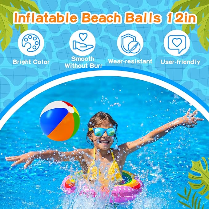 108Pcs Pool Party Favors and Beach Toys for Kids 3-8 8-12, Party Bag Stuffers Set with Beach Balls, Sunglasses, Bubble Wands, More for Pool Games Birthday Party Favors End of Year Student Gifts