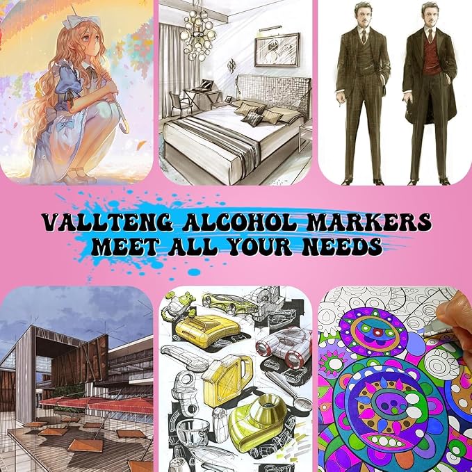 alchilalart 120 Colors Alcohol Markers Set, Dual Tip Art Markers with Case, Premium Artist Pens for Adult Coloring Books, Journaling, Sketching, Manga, Card Making, Gifts for Kids Teens & Women