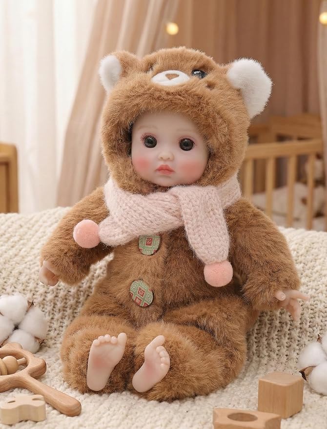 Baby Dolls, 15 Inch Realistic Soft Body Baby Doll Real Life Baby Dolls with Accessories, for 3+ Year Old Girls, Pretend Play, Collection, Gift-Ready (Brown)