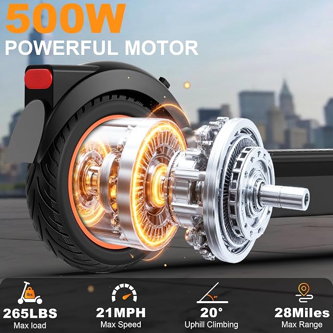 Electric Scooter for Adults, Teens & Big Kids, 350W-500W Motor, 10Mph-21 MPH & 10-28 Miles Max Range, 6.5 to 10 inch Tires, Portable Lightweight E-Scooter