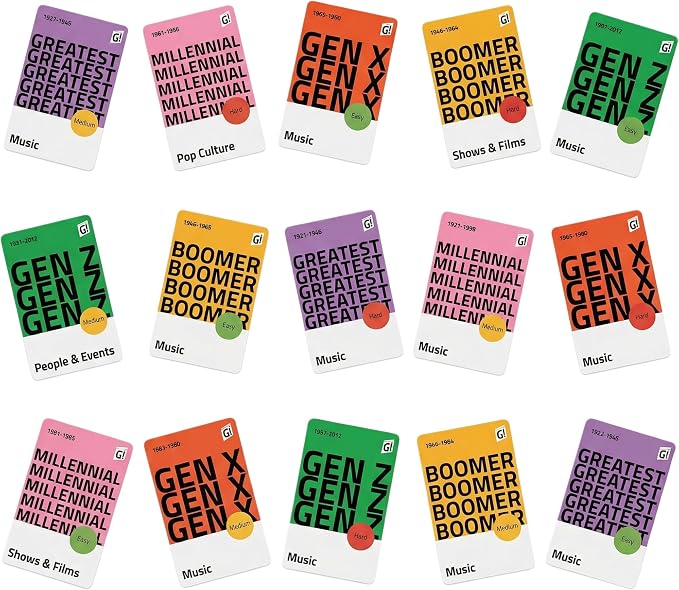 GENSMAK! Trivia Party Game for Adults & Families Multi-Generational Trivia Card Game for Game Night Funny Trivia with Hints 2-8+ Players Ages 10+
