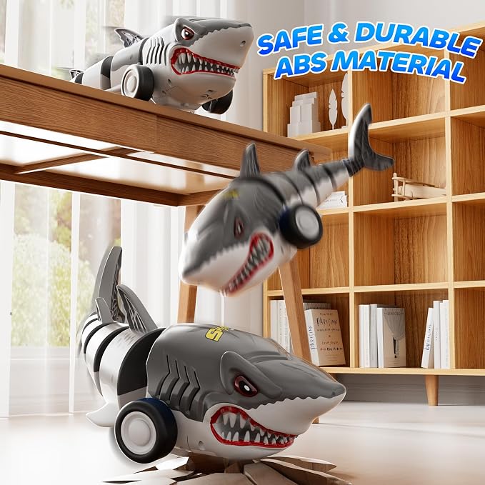 2.4Ghz Remote Control Shark Toys for Kids Boys, Electric RC Shark Car Truck Toys with Light, All Terrain RC Car Truck for Indoor Outdoor, Shark Toys Birthday Gifts for Kids Boys Girls Age 3-5 5-7 4-8