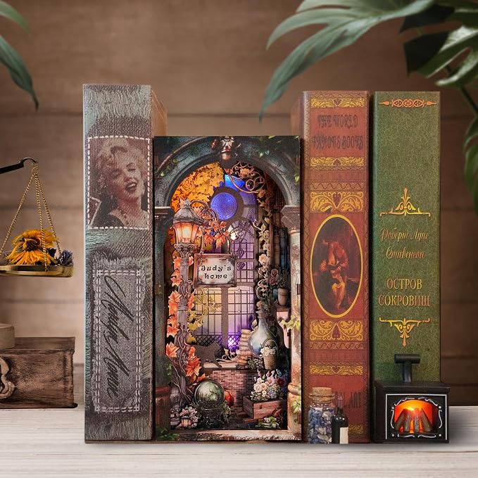 Book Nook Kit DIY Miniature House Dollhouse Judy's Magic World | 3D Wooden, Bookshelf Nook Story, Mini House Gifts, For Adults