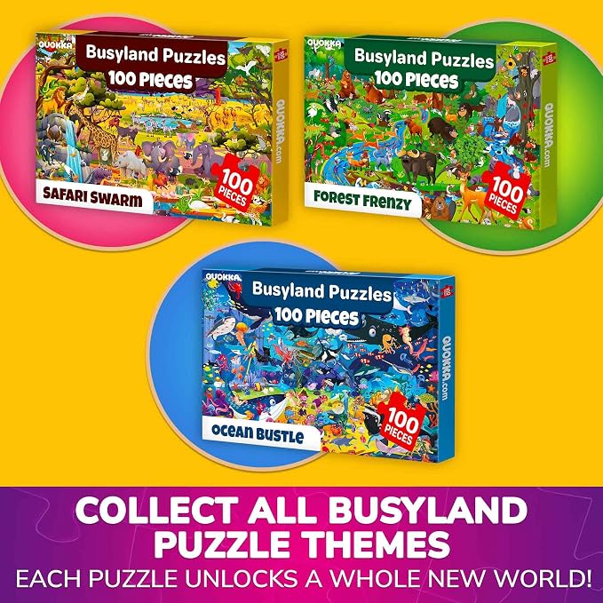 QUOKKA 100 Piece Puzzles for Kids Ages 6-8 – Intricately Illustrated Ocean Animals Puzzle for Kids Ages 8-10 – Educational Busyland Game Packed with Visual Details for Boys and Girls