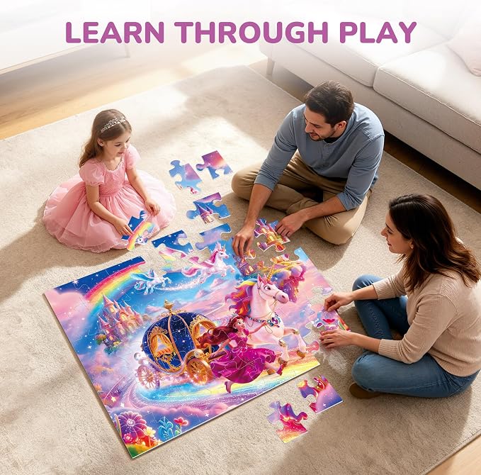 BenBen Floor Puzzles for Kids, 52 Piece Jumbo Mermaid Puzzle for Kids Ages 4-6, Large Jigsaw Puzzle for Toddlers 3-5, Mermaid Toys Birthday Gift for Girls Boys