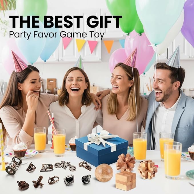 Syhood 14 Pcs Metal Brain Teaser Puzzles Ring Interlock Logic Puzzle Iq Lock Challenging Gift for Christmas Adults Party Table(Classic)
