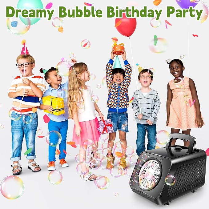 Zerhunt Automatic Bubble Machine for Parties: Portable & Dual-Speed Mode Bubble Maker - 20000+ Bubbles Per Min for Weddings Birthday Outdoor Fun - Toddlers Kids Durable Bubble Toys
