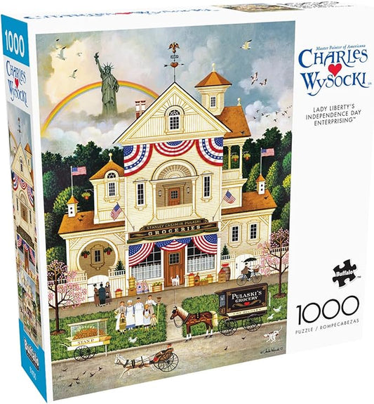 Buffalo Games Charles Wysocki Lady Liberty 1000 Piece Jigsaw Puzzle - 26.75 x 19.75 in, Ages 14+ - Bonus Poster - Precision Cut - Jigsaw Puzzles 1000 Pieces