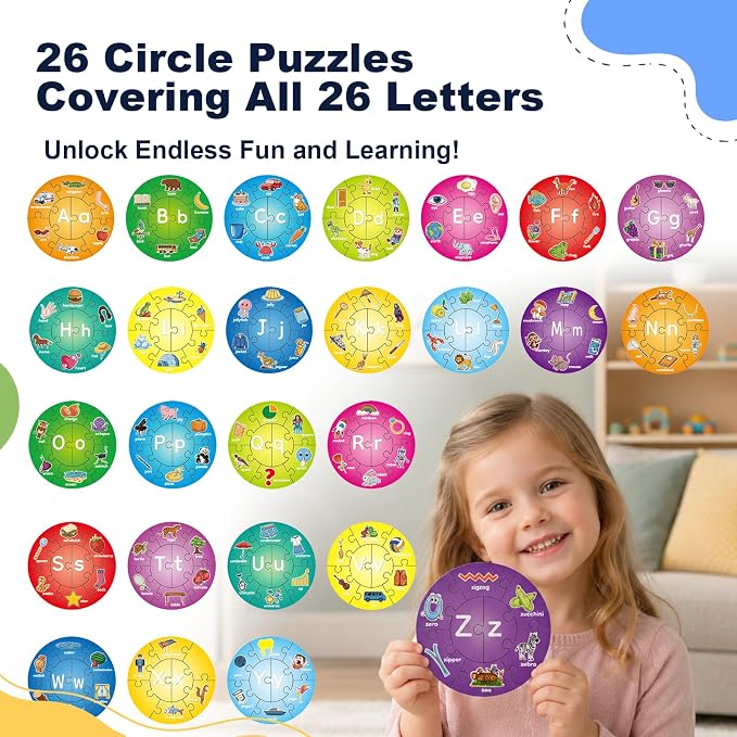 Alphabet Puzzle,ABC Alphabet Learning Toys for Kids Ages 3-5,Preschool Learning Activities Pre-k Lowercase Uppercase Letter Game for Toddlers,Educational Kindergarten Classroom Must Haves
