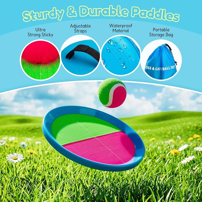 Upgraded Toss and Catch Ball Game Set, Beach Pool Toys Outdoor Games for Kids Toys, Outside Family Lawn Yard Games, for Boys Girls 3 4 5 6 7 8 9 10 11 12 Years Old
